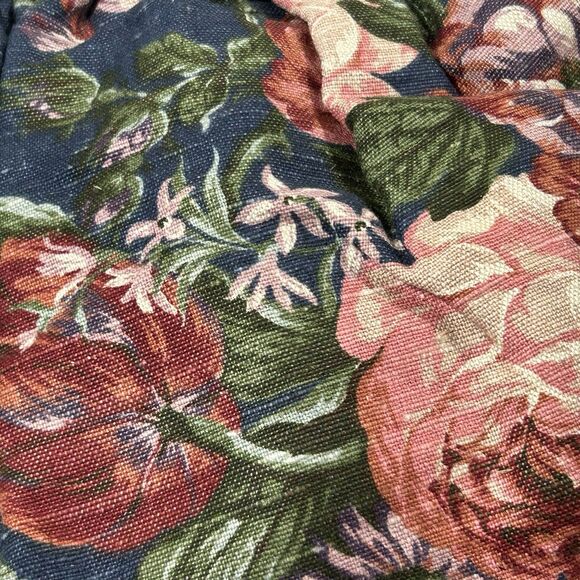 Vintage Carpetbags Of America Blue Multicolor Floral Bag With Wooden Handles - Picture 7 of 16